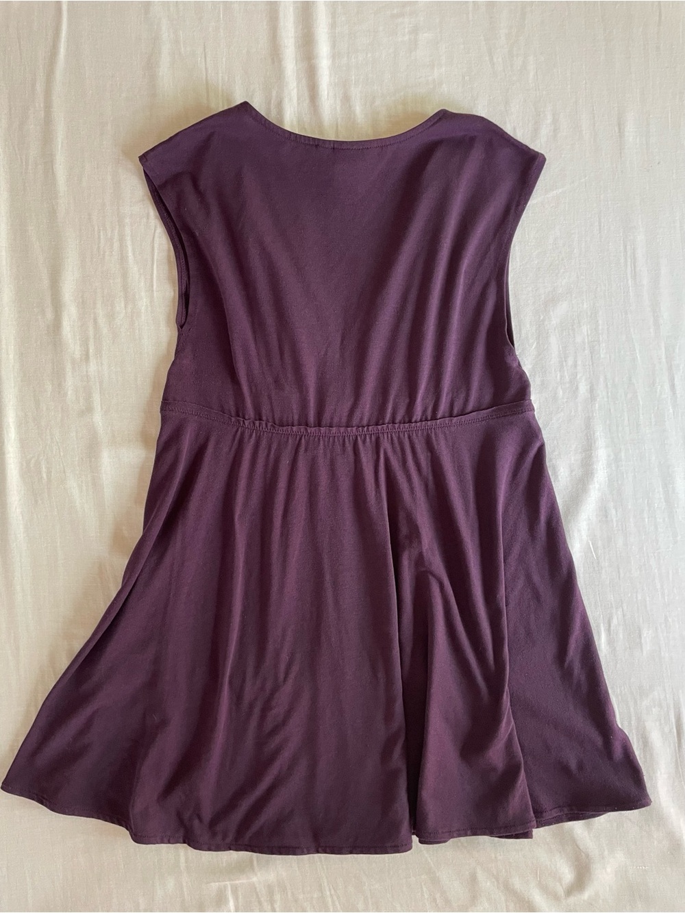 Moda International Plum Sleeveless V-Neck Top with Sequin Waistband - Picture 2 of 5